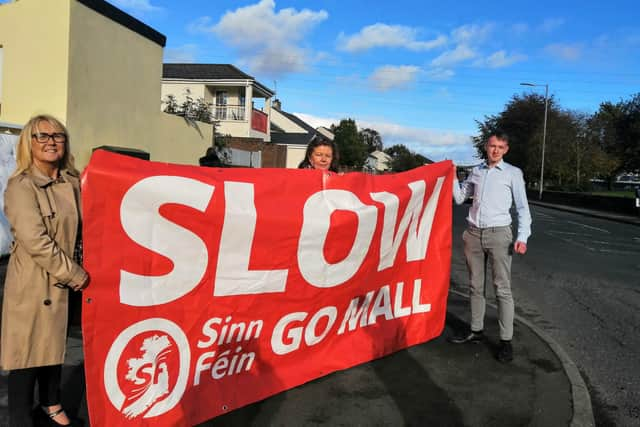 Ciara Ferguson MLA, Councillor Patricia Logue, and Pádraig Delargy MLA protest at Foyle Road in October