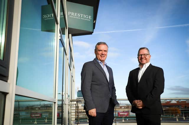Pictured is (l-r) Trevor Shaw, CEO and Brian Allen, Managing Director of Digital at Prestige Insurance Holdings Limited.