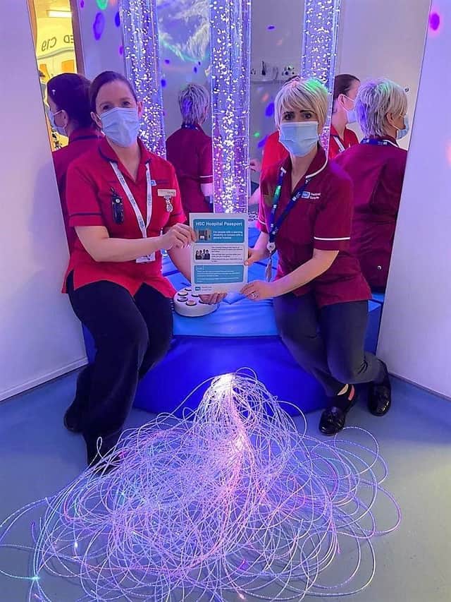 Sr Trudy Wallace, ED Manager at Altnagelvin Hospital and Clionagh McElhinney, Acute Liaison Nurse for Adult Learning Disability pictured in the new sensory room for Adult Learning Disability patients which has been opened in Altnagelvin Hospital.
