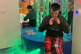 Christian was the first patient to attend the newly opened Sensory Room to support Adult Learning Disability patients in the Emergency Department at Altnagelvin Hospital.