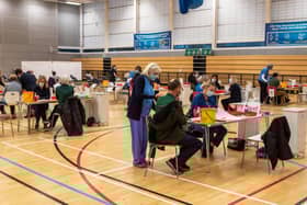The Covid-19 vaccination centre in Derry's Foyle arena which has reopened to cope with demand for the booster vaccination. Picture Martin McKeown. 15.12.21