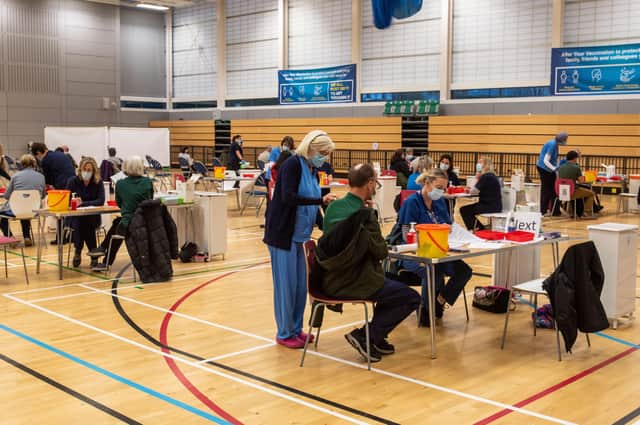 The Covid-19 vaccination centre in Derry's Foyle arena which has reopened to cope with demand for the booster vaccination. Picture Martin McKeown. 15.12.21