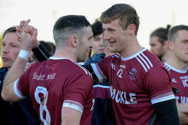 Gerald Bradley and Brendan Rogers were both in superb form as Slaughtneil retained their Ulster Senior Hurling crown after defeating Ballycran in Corrigan Park. (Photo: George Sweeney)