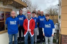 Ivan Dunlop and family and friends who have signed up for Christmas Day swim with hospice nurse Arlene McKinney.