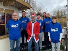 Ivan Dunlop and family and friends who have signed up for Christmas Day swim with hospice nurse Arlene McKinney.