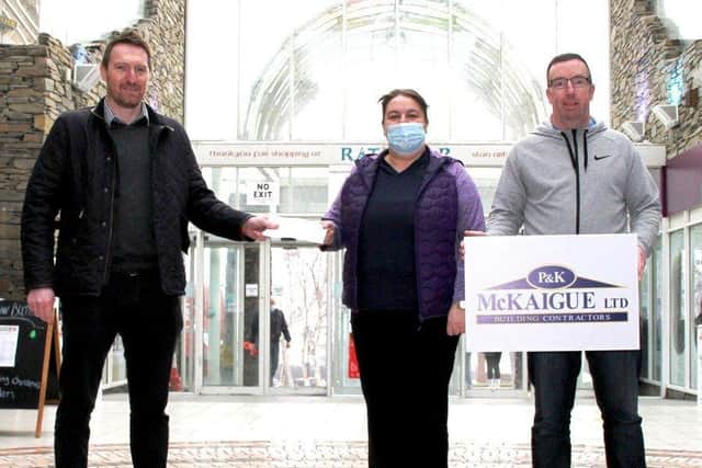 Brendan Conway (Project Manager, McKaigues), Nadine Brady (Oak Tree Day Care Worker) and Terence Kelly (Care Assistant, Oak Tree.)