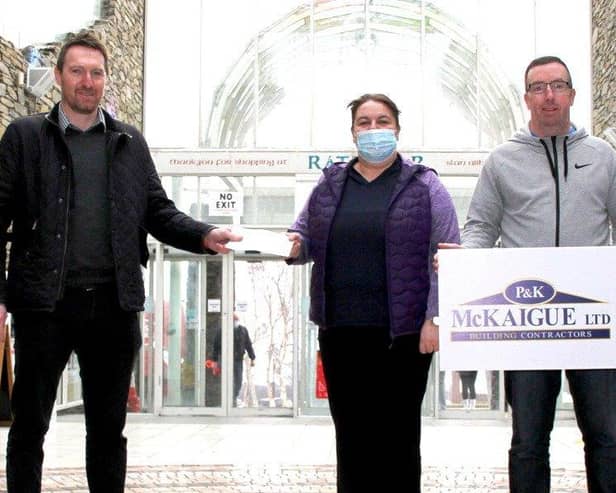 Brendan Conway (Project Manager, McKaigues), Nadine Brady (Oak Tree Day Care Worker) and Terence Kelly (Care Assistant, Oak Tree.)