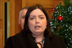 Communities Minister Deirdre Hargey speaking in Derry recently. Photo: George Sweeney.  DER2149GS – 022