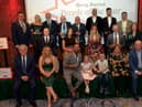 Derry Journal People of the Year Awards winners pictured with the May of Derry and Strabane Alderman Graham Warke, Adrian Logan, compere for the evening and Paul McLean from Principal Sponsor BetMcLean . Photo: George Sweeney.  DER2139GS – 063
