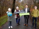 Pictured l-r are Fionnuala Gormley, Niamh Ni Cana, Environmental Education Coordinator and Scott Howes, Strategic Lead, Climate Action at Keep Northern Ireland Beautiful, and Gabriel Gormley (Picture by Philip Magowan / PressEye)