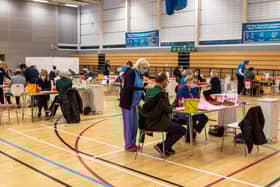 The Covid-19 vaccination centre in Derry's Foyle arena which has reopened to cope with demand for the booster vaccination. Picture Martin McKeown. 15.12.21