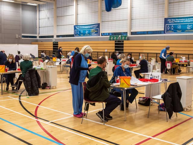 The Covid-19 vaccination centre in Derry's Foyle arena which has reopened to cope with demand for the booster vaccination. Picture Martin McKeown. 15.12.21