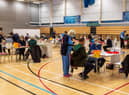 The Covid-19 vaccination centre in Derry's Foyle arena which has reopened to cope with demand for the booster vaccination. Picture Martin McKeown. 15.12.21