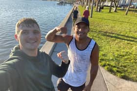 Derry middleweight Connor Coyle pictured training in Florida with super-middleweight contender Yamaguchi Falcao this week.