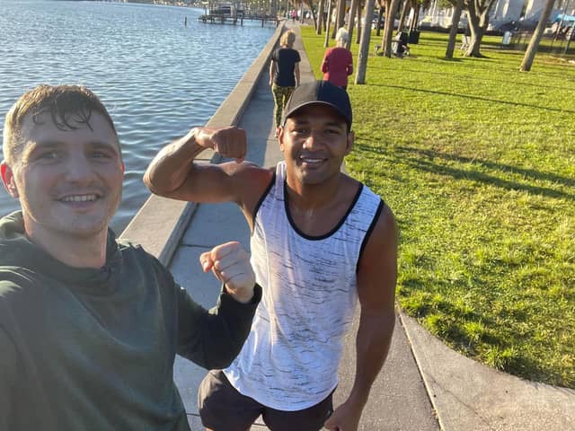Derry middleweight Connor Coyle pictured training in Florida with super-middleweight contender Yamaguchi Falcao this week.