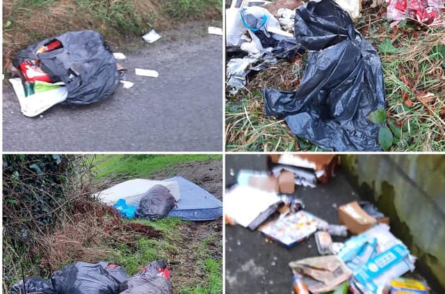 Examples of recent fly-tipping incidents in the Creggan area.