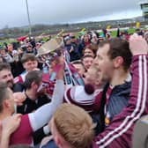 Banagher players and supporters celebrate their Ulster Championship victory in Healy Park.