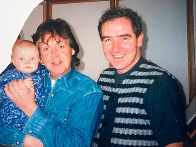 Paul Cassidy and his daughter, Holly, with Paul McCartney.