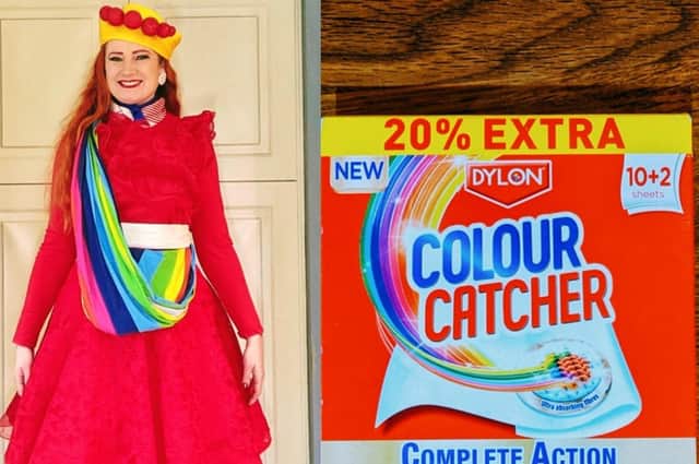 For this outfit, Taryn was inspired by a box of Colour Catcher.