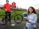 Aoife Magennis from Power NI and Bogside and Brandywell Health Forum's Georgie Harkin with the 'rescue rucksack', purchased through Power NI's Brighter Communities funding.