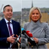 NI Joint First Ministers Paul Givan (left) and Michelle O'Neill and An Taiseach Micheál Martin.