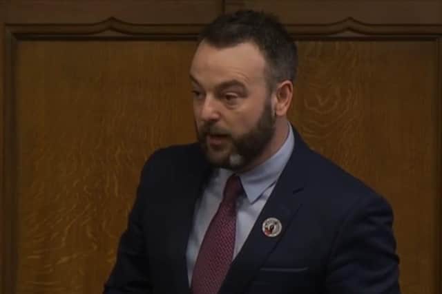 Colum Eastwood speaking in the British House of Commons on Wednesday.