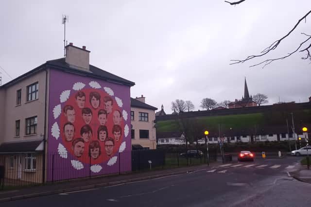 The Bogside Artists' mural commemorating those killed on Bloody Sunday.