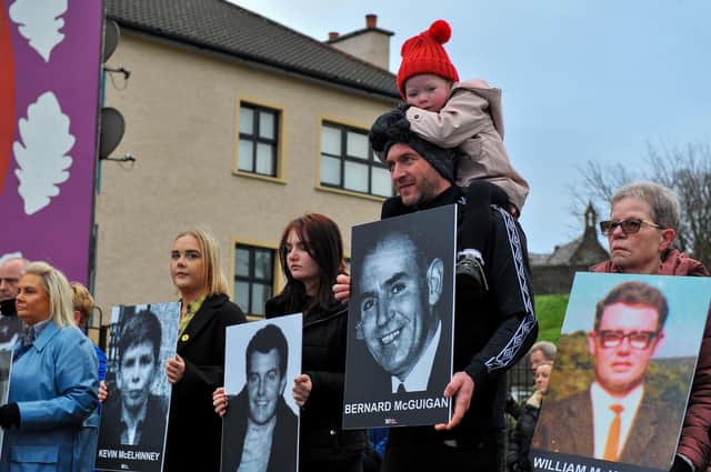 Relatives take part in walking the route of the original Civil Rights march on Sunday morning, the 50th Anniversary of those who were shot dead and wounded on Bloody Sunday. Photo : George Sweeney, DER2205GS – 017