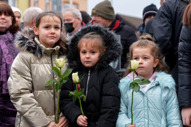 Young relatives take part in the Families Walk of Remembrance on Sunday morning, the 50th anniversary of Bloody Sunday. Photo: George Sweeney, DER2205GS – 001