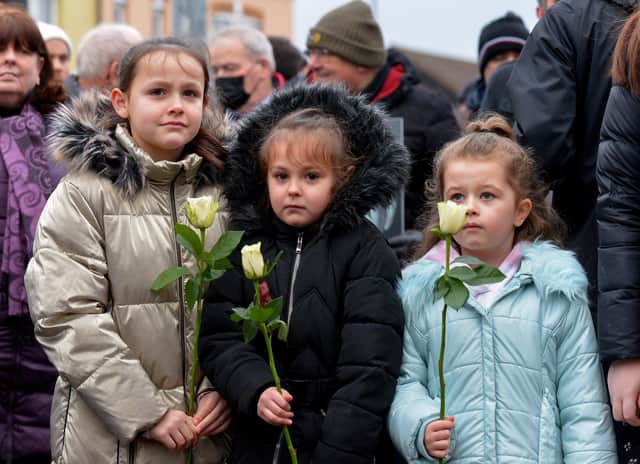 Young relatives take part in the Families Walk of Remembrance on Sunday morning, the 50th anniversary of Bloody Sunday. Photo: George Sweeney, DER2205GS – 001