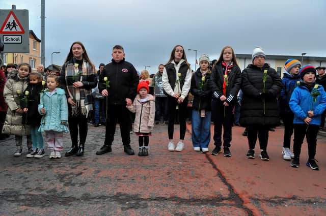Family members take part in walking the route of the original Civil Rights march on Sunday morning, the 50th Anniversary of those who were shot dead and wounded on Bloody Sunday. Photo : George Sweeney, DER2205GS – 013