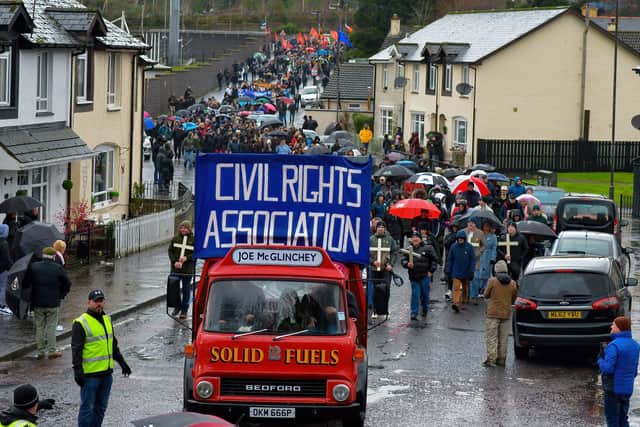 The Bloody Sunday March Committee march making its way down Brandywell Road on Sunday.