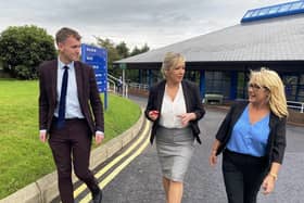 Deputy First Minister Michelle O’Neill visits the Magee campus with Foyle MLAs Pádraig Delargy and Ciara Ferguson.