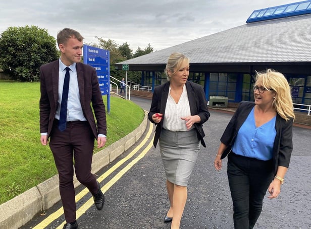 Deputy First Minister Michelle O’Neill visits the Magee campus with Foyle MLAs Pádraig Delargy and Ciara Ferguson.