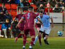 Derry City trialist Louis Britton pictured in action against Institute in the Billy Kee Memorial Cup last week, has signed for Waterford.