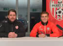 Derry City manager Ruaidhri Higgins pictured with striker Matty Smith who signed a two-year deal with the club tonight at the Brandywell Stadium. Photo: George Sweeney.