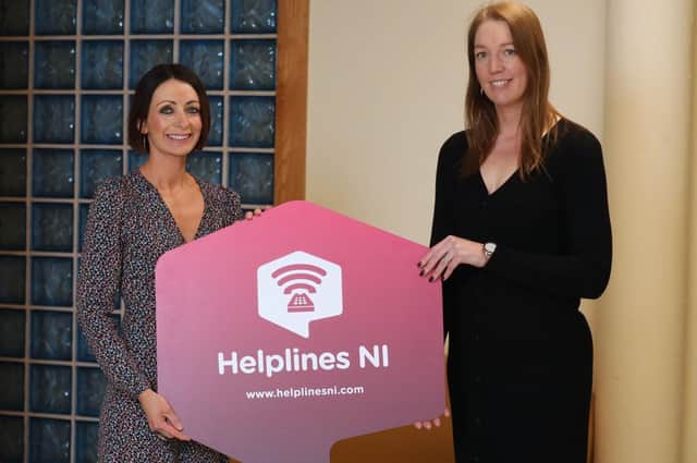 Pictured l to r Clodagh Crowe Chair at Helplines NI and Head of Operations and Strategic Development at Rural Support and Claire O Prey Vice Chair at Helplines NI and Team Leader at Lifeline