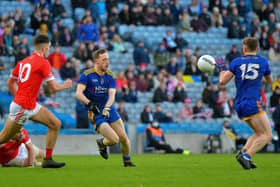Steelstown’s captain Neil Forester passes to Eoghan Bradley during Sunday’s final against Trim in Croke Park. Photo: George Sweeney. DER2206GS – 027