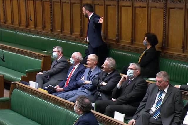 Colum Eastwood speaking in the British House of Commons on Monday.