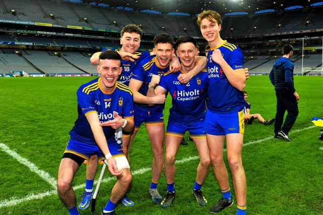 Steelstown players celebrate their All Ireland Intermediate Football Final win over Trim at Croke Park on Sunday afternoon last. Photo: George Sweeney. DER2206GS – 060