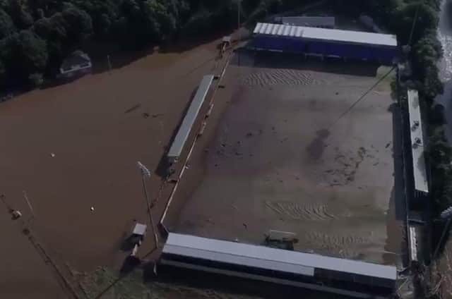 The Riverside Stadium after the 2017 floods.