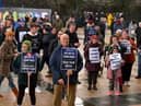 Some of the attendance at the Derry Against Fuel Poverty rally in Guildhall Square on Saturday afternoon last. Photo: George Sweeney.  DER2206GS – 136