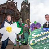 Mayor of Derry City and Strabane District Council, Alderman Graham Warke and North West Carnival Initiative Project Manager Jim Collins launching the 2022 Spring Carnival programme with characters from In Your Space. You can access the full programme at derrystrabane.com/