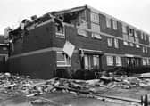 The aftermath of the devastating explosion at Kildrum Gardens in 1988.