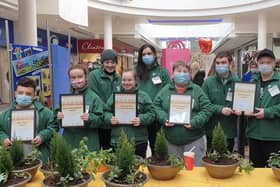 Students from Ardnashee School and College ‘Room to Bloom Team’ receiving an unprecedented 5 awards from the Young Enterprise judges.