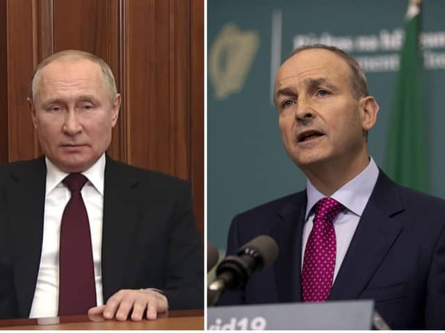 Russian President Vladimir Putin and Itish Taosieach Michéal Martin.