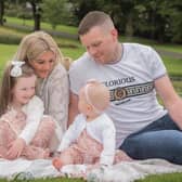 Hayley Rodgers with her partner PJ and their children Holly and Lily-Kate. PIcture by Claire Canning