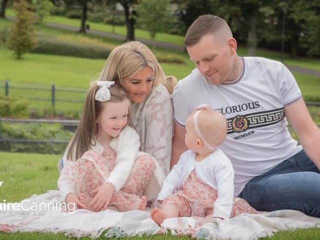 Hayley Rodgers with her partner PJ and their children Holly and Lily-Kate. PIcture by Claire Canning