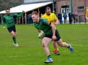 Callum O'Hagan crosses the whitewash to score a first half try for City of Derry against Bruff at Judges Road. (Photo: George Sweeney)