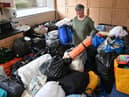 Collection points are being set up across NI. Pictured is Joan Vaughan from City Church Belfast which provided a drop off point for items to help Ukrainian refugees. Pic Colm Lenaghan/ Pacemaker